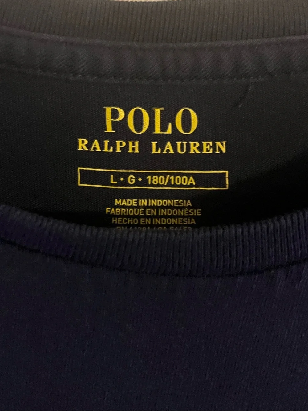 Polo by Ralph Lauren Men’s Navy Crew Neck T-Shirt with Red Logo